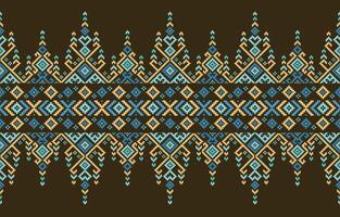 Cross stitch pattern of geometric shapes brown background. on  Design for cross stitch,ethnic,fabric,pattern,embroidery,motif, cross,stitch,folk,retro,pixel,handcraft,abstract,batik,zigzag. vector