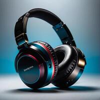 AI generated Headphones with gradient background photo