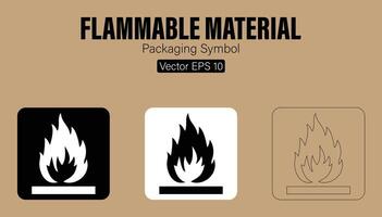 inflamable material embalaje símbolo vector