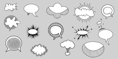 Collection of blank comic speech bubbles.Thinking sign in hot air balloon doodle style.Vector illustration,cartoon stickers.for concept design. vector