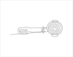 Continuous Line Drawing Of Portalfilter. One Line Of Portafilter Machine. Portafilter Coffee Continuous Line Art. Editable Outline. vector