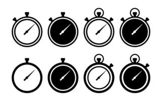 stopwatch icon in different style vector illustration. two colored and black stopwatch vector icons designed in filled, outline, line and stroke style can be used for web, mobile, ui