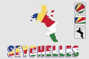 Seychelles flag and map in a vector graphic