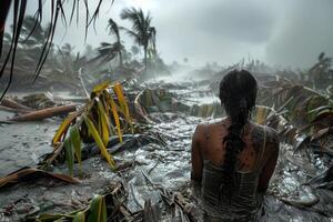 ai generado de la naturaleza furia, cautivador el emocional espectáculo de un natural desastre destructivo fuerza. presenciar el impacto y Resiliencia en el cara de de la naturaleza ira foto