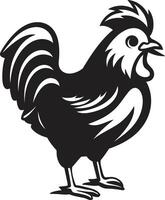 Eggquisite Elegance Chic Monochrome Chicken Emblem in Black Poultry Panache Elegant Black Icon with Vector Chicken Design