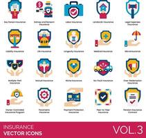 insurance flat icon set vector