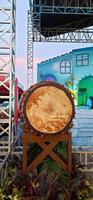 Wooden drum or bedug are display in event ngabuburit festival at Summarecon Mall Bekasi Indonesia. Beduq usually used to call people to prayer in mosque photo