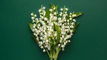 AI generated Bouquet of lily of the valley flowers isolated on background photo