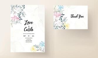 beautiful flower and leaves wedding invitastion card vector