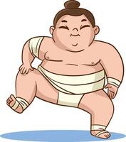 Vector illustration of cute Sumo wrestlers.Cute kids doing sumo wrestling.