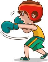 vector illustration of children having a boxing match.Vector Illustration of Child Boxer Wearing Boxing Gloves