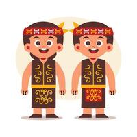 Couple Wear Indonesian Traditional Clothes of West Kalimantan vector