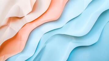 Abstract background with smooth waves of paper of pastel palette and soft colors photo