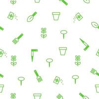 Seamless pattern. Spring gardening tools for planting. vector