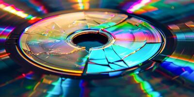 AI generated Shattered CD with Vivid Rainbow Colors photo