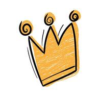 Handdrawn crown in brush stroke texture paint style.Crown doodle icon vector