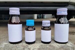 Medicine bottle brown color with a blank label for mockup or presentation mockup collection photo