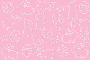seamless Easter pattern with bunnies and eggs on a pink background. Suitable for cards, banners, wrapping paper, textiles and wallpaper. vector