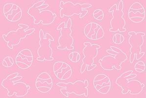 seamless Easter pattern with bunnies and eggs on a pink background. Suitable for cards, banners, wrapping paper, textiles and wallpaper. vector