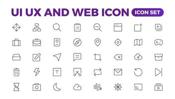 mega conjunto de ui ux icono colocar, usuario interfaz conjunto de iconos recopilación. básico usuario interfaz esencial colocar. 200 línea contorno iconos para aplicación, web, imprimir.esquema icono recopilación. vector