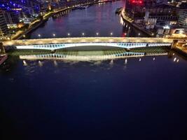 Aerial Night View of Central Wandsworth London City of England England at River Thames, UK. April 24th, 2024 photo