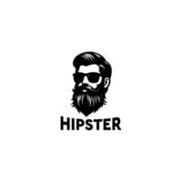 Hipster face with beard and glasses vector