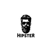 Hipster face with beard and glasses vector