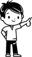 Boy showing thumbs up gesture in doodle style. vector