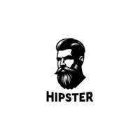 Hipster face with beard and glasses vector