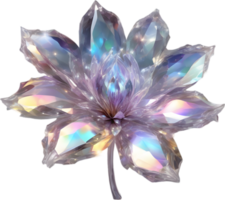 Enchanted colorful Crystal flower, clipart for decoration. Ai-Generated. png