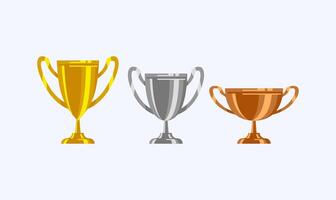 Gold silver bronze trophy cup realistic,1st, 2nd, 3rd place, first place second third, award winner winning prize symbol sign icon vector