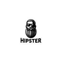 Hipster face with beard and glasses vector