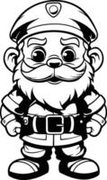 Garden Gnome - Black and White Cartoon Illustration. vector