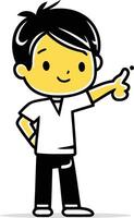 Boy showing thumbs up gesture in doodle style. vector