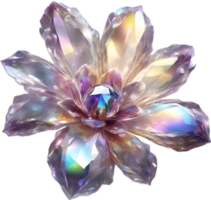 Enchanted colorful Crystal flower, clipart for decoration. Ai-Generated. png