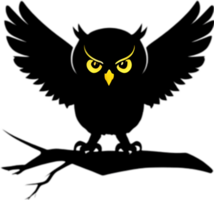 Minimalistic dark owl logo. Ai-generated. png