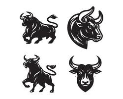 toro silueta icono gráfico logo diseño vector