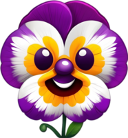 Smiling pansy with brightly contrasting petals. Ai-generated. png