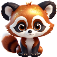 Adorable red panda cub sitting on its haunches. Ai-generated. png