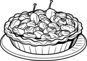 Illustration of a pie with cherries on a white background. vector