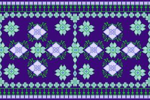 Geometric ethnic oriental seamless pattern. Axtec style embroidery floral pixel art background design for fabric, clothing, textile, scarf, wallpaper, table runner, wrapping, print, sarong vector