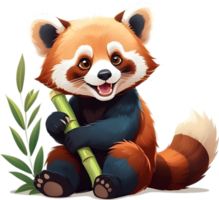 uma brincalhão vermelho panda filhote com uma pernicioso sorriso. gerado por ai. png