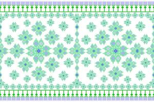Geometric ethnic oriental seamless pattern. Axtec style embroidery floral pixel art background design for fabric, clothing, textile, scarf, wallpaper, table runner, wrapping, print, sarong vector