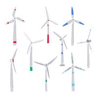 viento turbina conjunto dibujos animados ilustración vector