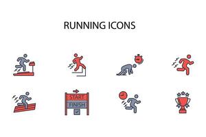 running icon set..Editable stroke.linear style sign for use web design,logo.Symbol illustration. vector