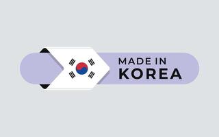 Made in Korea label with arrow flag icon and round frame. for logo, label, insigna, seal, tag, sign, seal, symbol, badge, stamp, sticker, emblem, banner, design vector