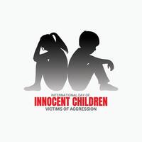 International Day of Innocent Children Victims of Aggression creative Template for background, banner, card, poster. Parents left the girl To stay home alone, world day against child labor concept vector