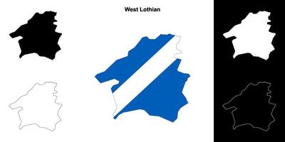 West Lothian blank outline map set vector