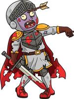 Zombie Knight Cartoon Colored Clipart Illustration vector