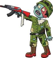 Zombie Soldier Cartoon Colored Clipart vector
